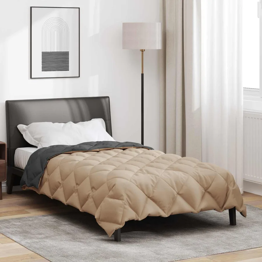 Duvet d'hiver Anthracite et Taupe 140 x 200 cm Microfibre - 4