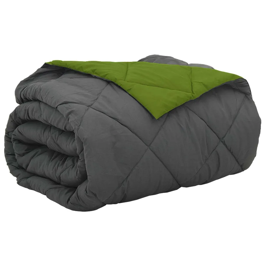 Duvet d'été simple Vert et Anthracite 220 x 240 cm Microfibre - 2