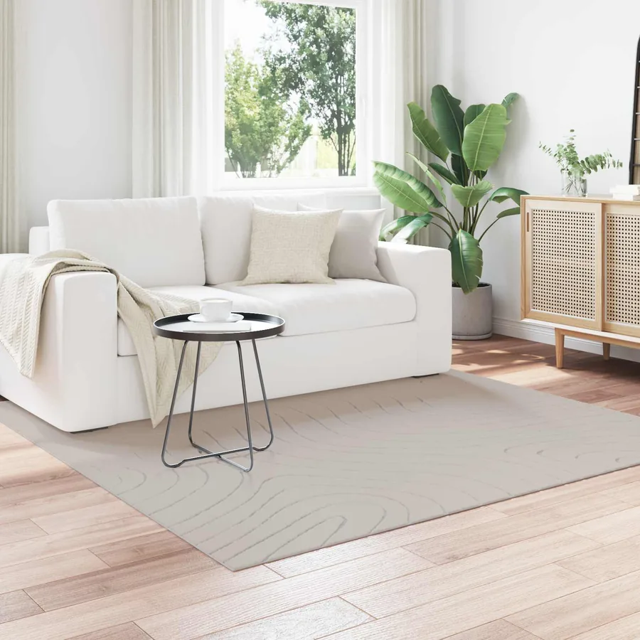Tapis de surface Carré PALMERAS Crème 200 x 200 cm Polyester