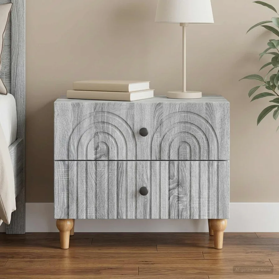 Cabinet de chevet avec tiroir Sonoma gris 62 x 34,5 x 48 cm