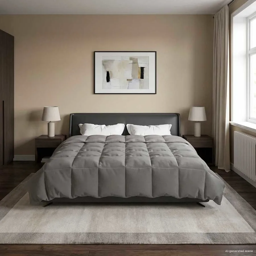 Duvet d'été simple Matelassé Gris clair 220 x 240 cm Microfibre
