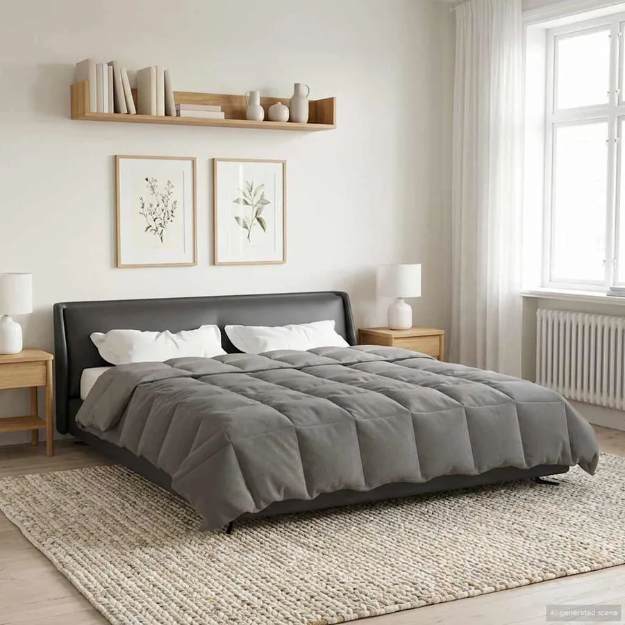 Duvet d'été simple Matelassé Gris clair 220 x 240 cm Microfibre - 4