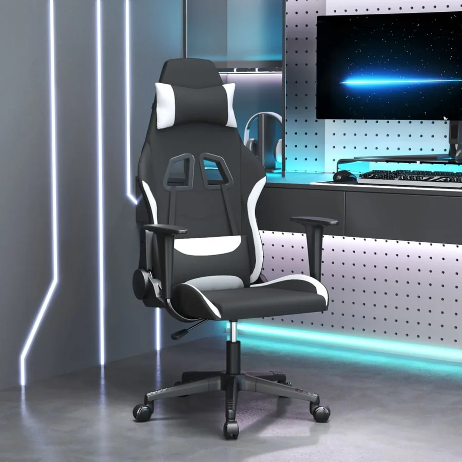 Chaise de jeu de massage Noir et blanc Tissu