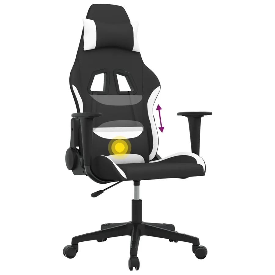Chaise de jeu de massage Noir et blanc Tissu - 7