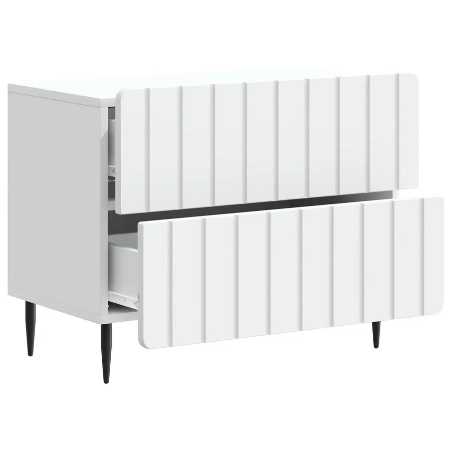 Cabinet de chevet Blanc 62 x 34,5 x 49,5 cm Bois d'ingénierie - 4