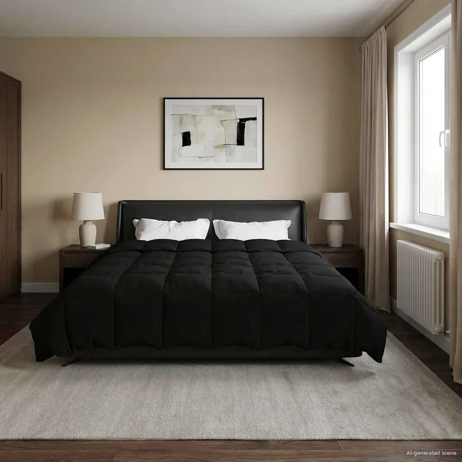 Duvet d'été simple Matelassé Noir 220 x 260 cm Microfibre