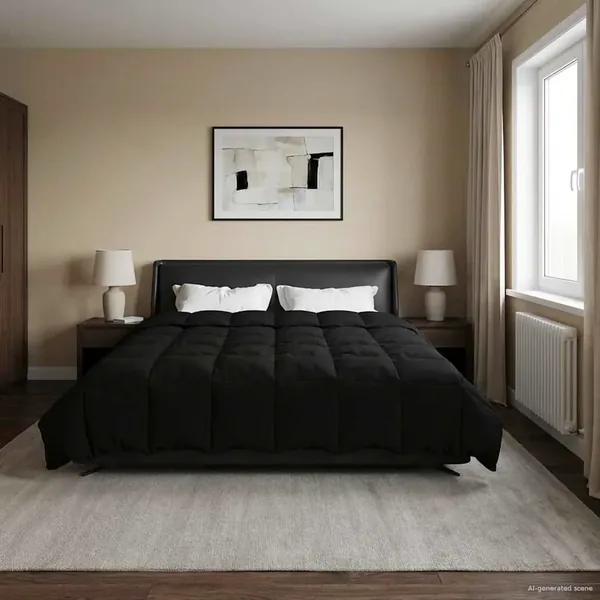 Duvet d'été simple Matelassé Noir 220 x 260 cm Microfibre