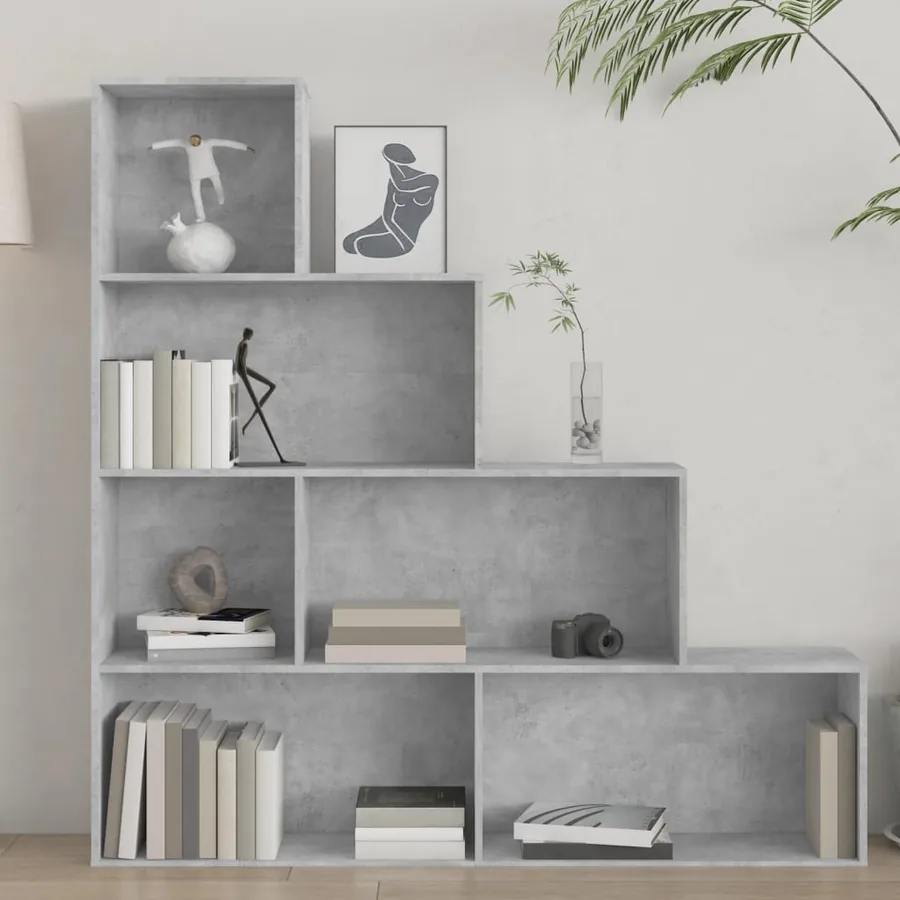 Bibliothèque/Séparateur de pièce Gris béton Bois d'ingénierie - 3
