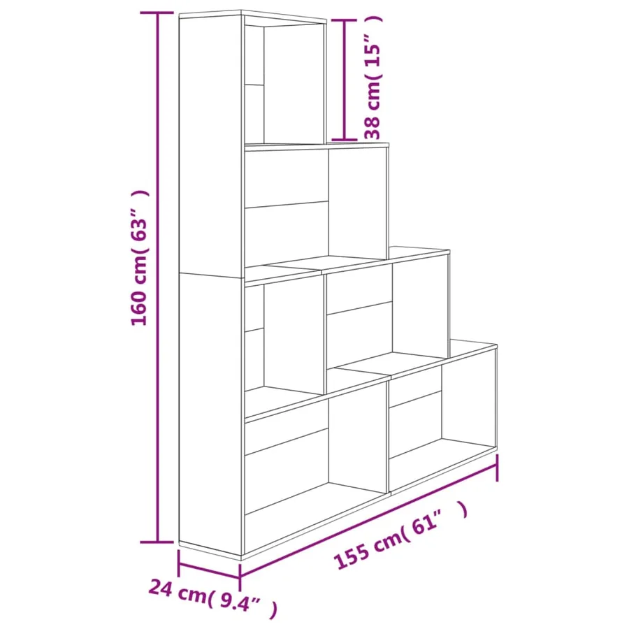 Bibliothèque/Séparateur de pièce Gris béton Bois d'ingénierie - 8