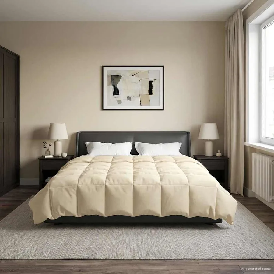 Duvet d'été simple Matelassé Crème 220 x 260 cm Microfibre