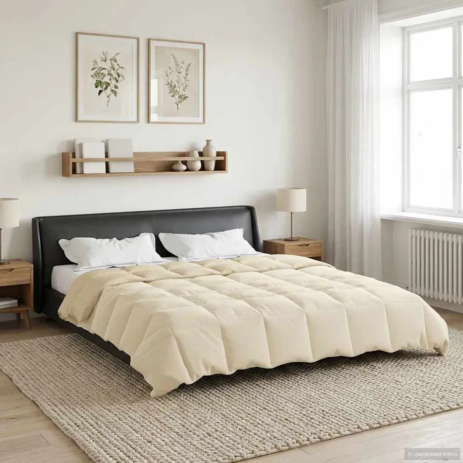 Duvet d'été simple Matelassé Crème 220 x 260 cm Microfibre - 4
