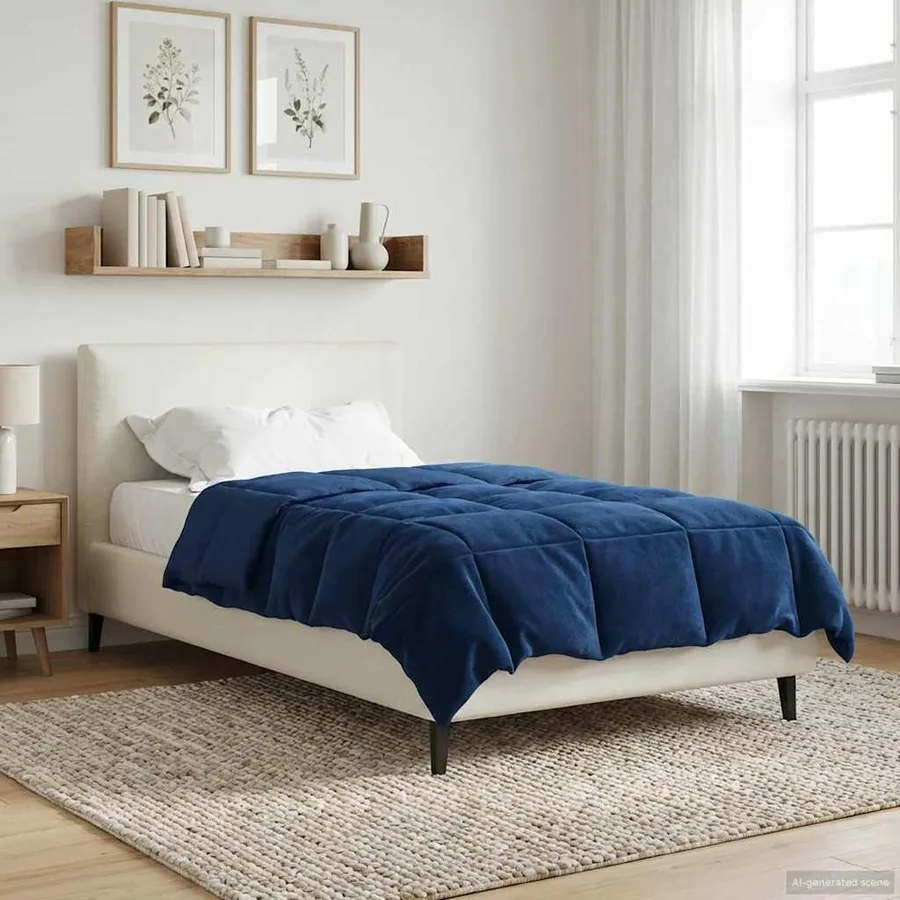 Duvet d'été simple Matelassé Bleu foncé 140 x 200 cm Microfibre - 4