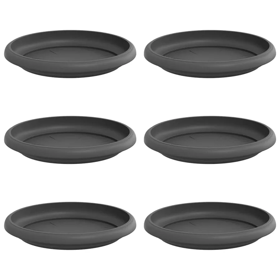 Plateau à fleurs rond 6 pcs Noir Ø 15,5 x 2 cm Plastique - 2
