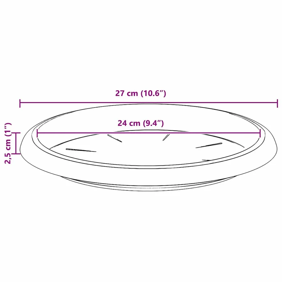 Plateau à fleurs rond 6 pcs Rouge brique Ø 27 x 2,5 cm - 8