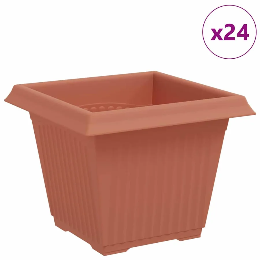 Pot de Fleurs Carré 24 pcs Rouge brique 33 x 33 x 26 cm - 2