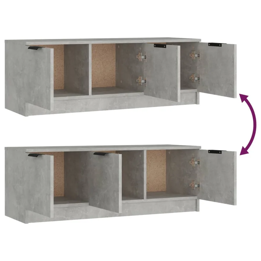 Meuble TV Gris béton 102x35x36,5 cm Bois d'ingénierie - 9