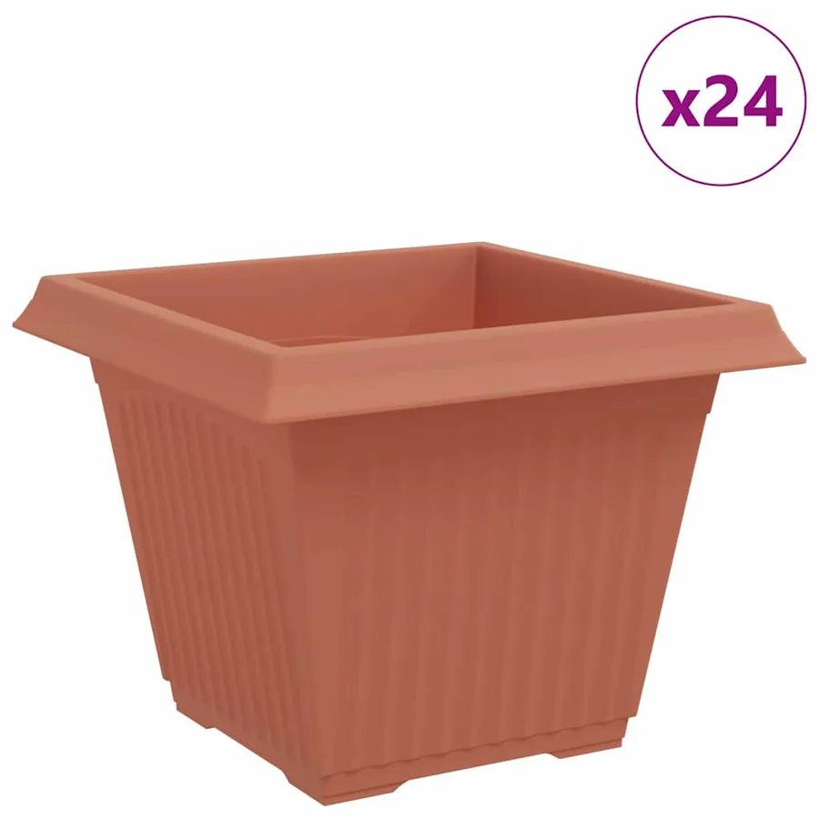 Pot de Fleurs Carré 24 pcs Rouge brique 43 x 43 x 33,5 cm - 2