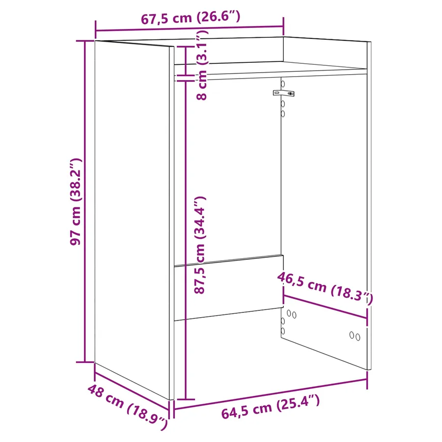 Armoire pour machine à laver Gris Sonoma 67,5 x 48 x 97 cm - 9