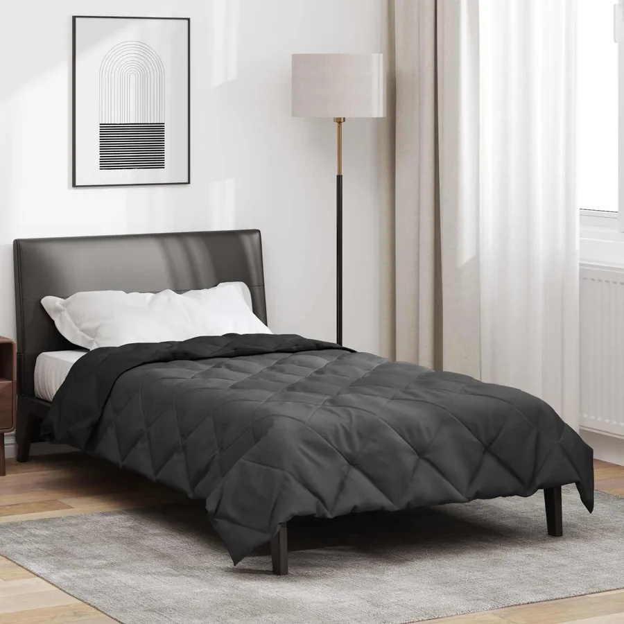 Duvet d'été simple Noir et anthracite 200 x 140 cm Microfibre