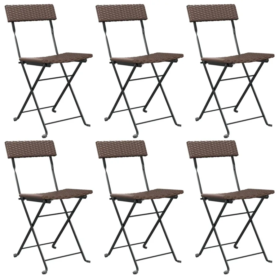 Chaises de bistrot pliantes lot de 6 Résine tressée et acier - 2