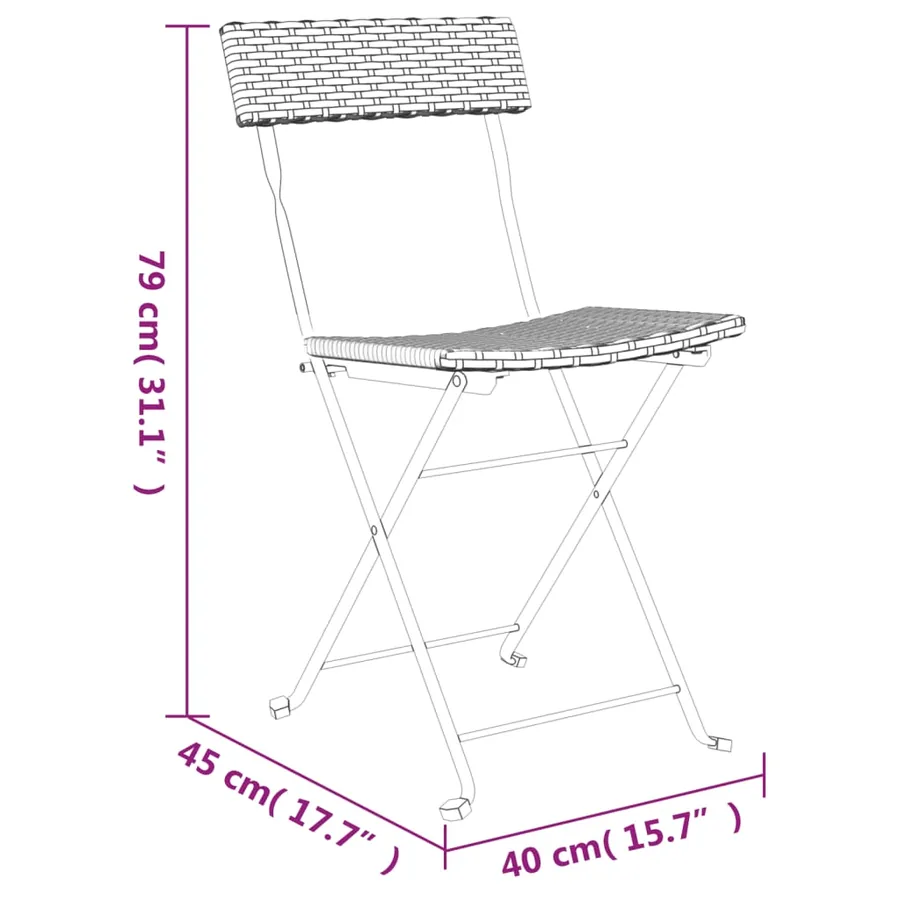 Chaises de bistrot pliantes lot de 6 Résine tressée et acier - 9