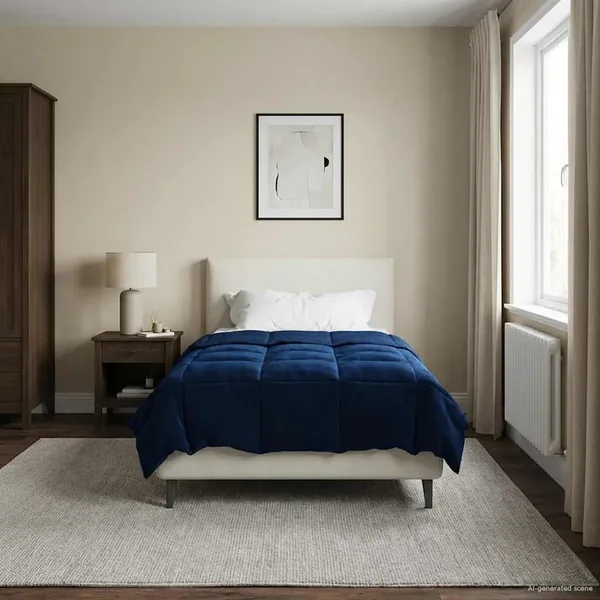 Duvet d'été simple Matelassé Bleu foncé 155 x 220 cm Microfibre
