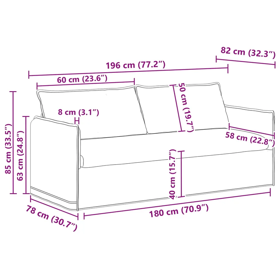 Ensemble de Canapés 2 pcs Gris clair 196 x 82 x 85 cm Tissu - 9