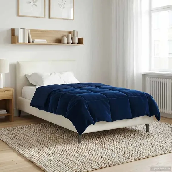 Duvet complet toute l'année Bleu foncé 140 x 220 cm Microfibre