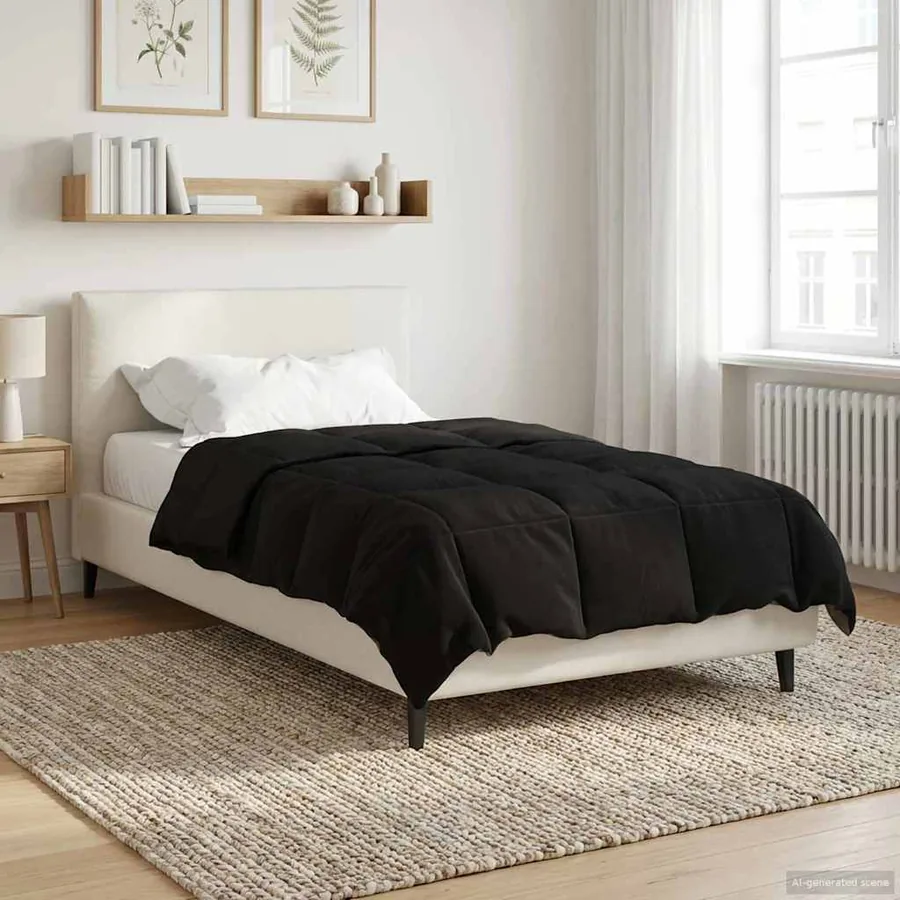 Duvet d'hiver Matelassé Noir 135 x 200 cm Microfibre
