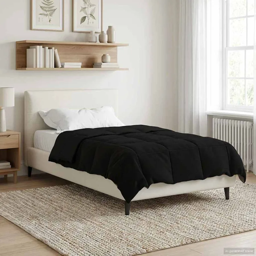 Duvet complet toute l'année Noir 155 x 200 cm Microfibre