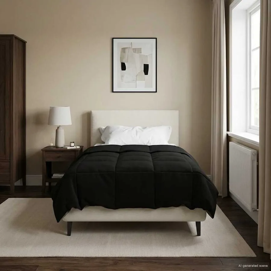 Duvet complet toute l'année Noir 155 x 200 cm Microfibre - 4
