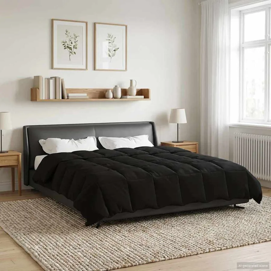 Duvet d'hiver Matelassé Noir 220 x 240 cm Microfibre