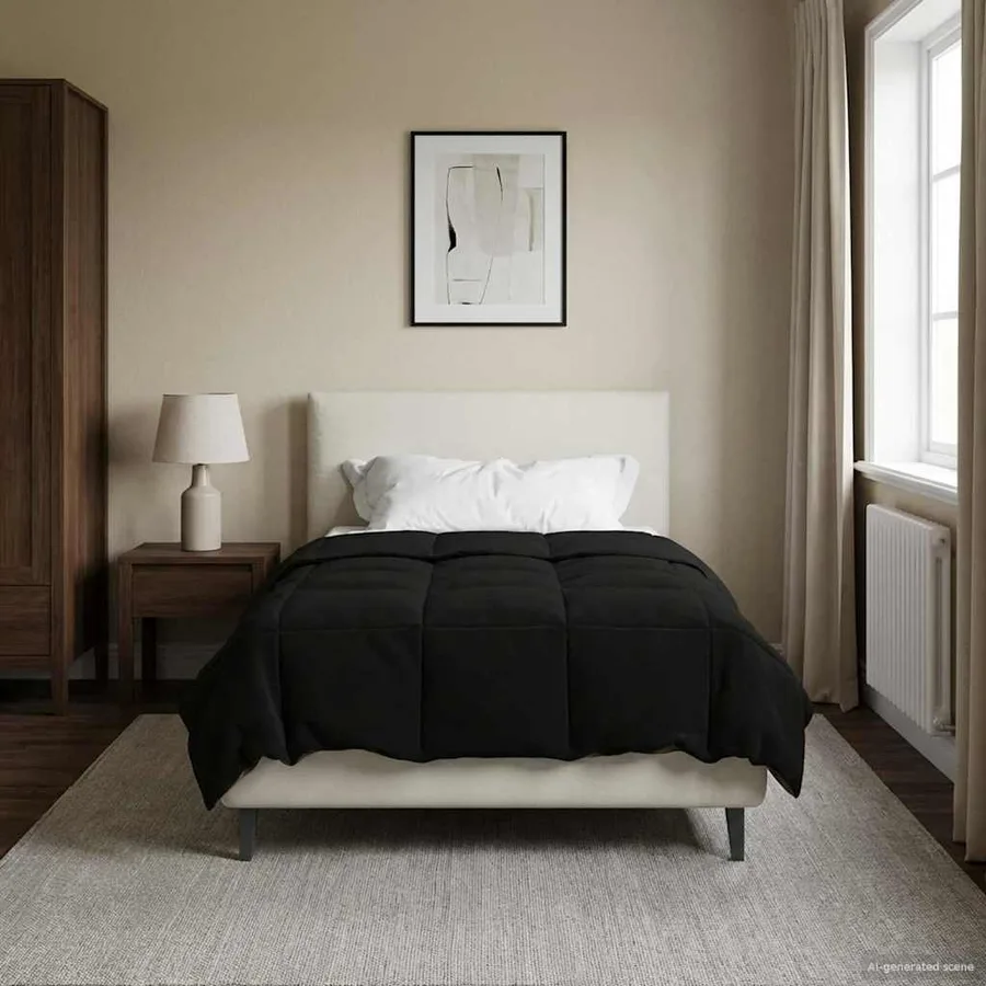 Duvet d'été simple Matelassé Noir 140 x 200 cm Microfibre - 4