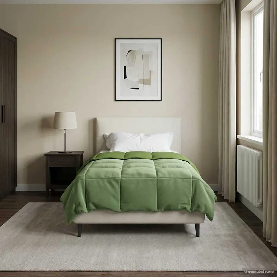 Duvet d'été simple Matelassé Vert 135 x 220 cm Microfibre - 4