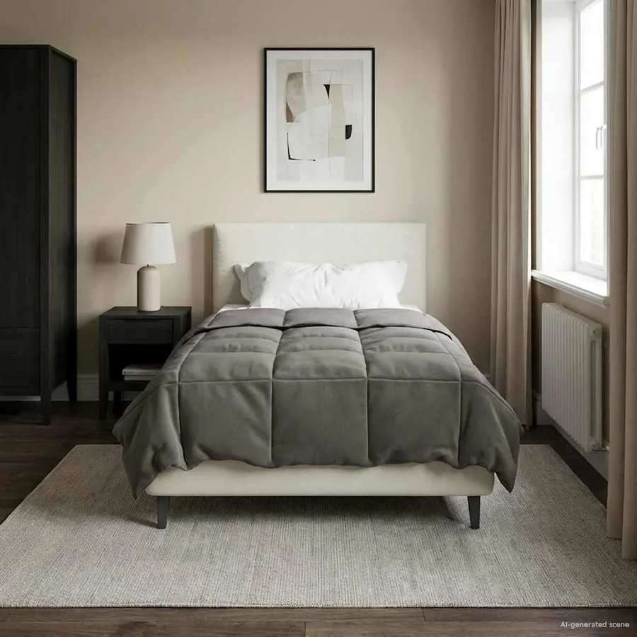 Duvet complet toute l'année Gris clair 155 x 220 cm Microfibre