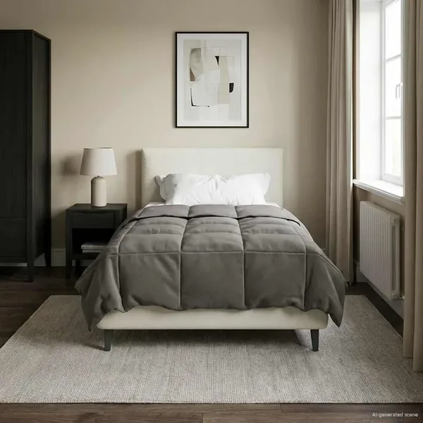 Duvet complet toute l'année Gris clair 155 x 220 cm Microfibre