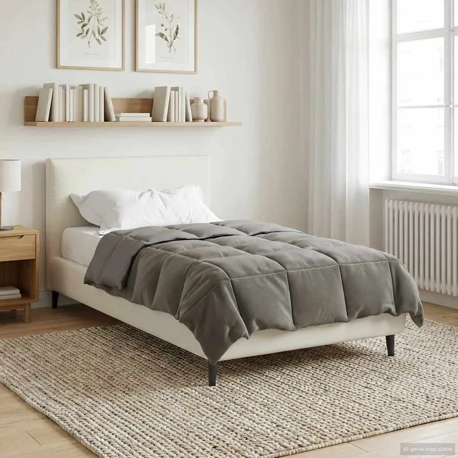 Duvet complet toute l'année Gris clair 155 x 220 cm Microfibre - 4
