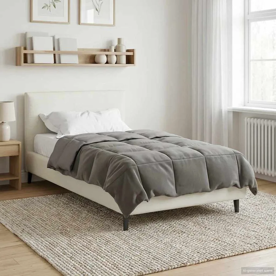 Duvet d'été simple Matelassé Gris clair 155 x 220 cm Microfibre - 4