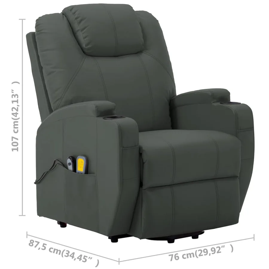 Fauteuil de massage Anthracite Similicuir - 8
