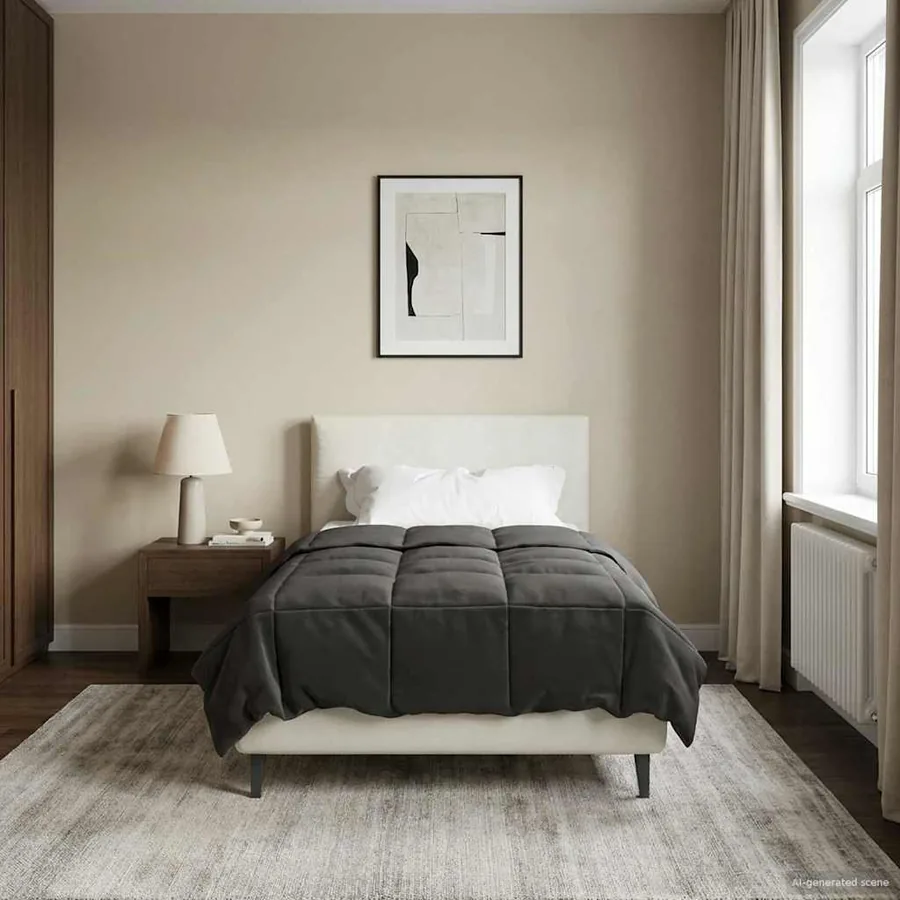 Duvet complet toute l'année Anthracite 155 x 200 cm Microfibre