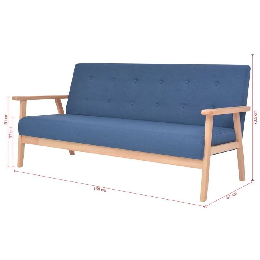 Ensemble de canapé 2 pcs Tissu bleu - 9