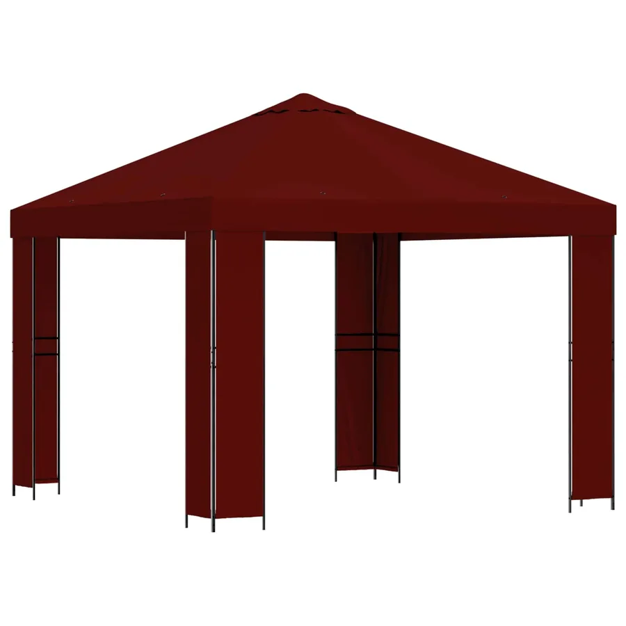 Pavillon 3 x 3 m Bordeaux Polyester et Acier 190 gsm - 2