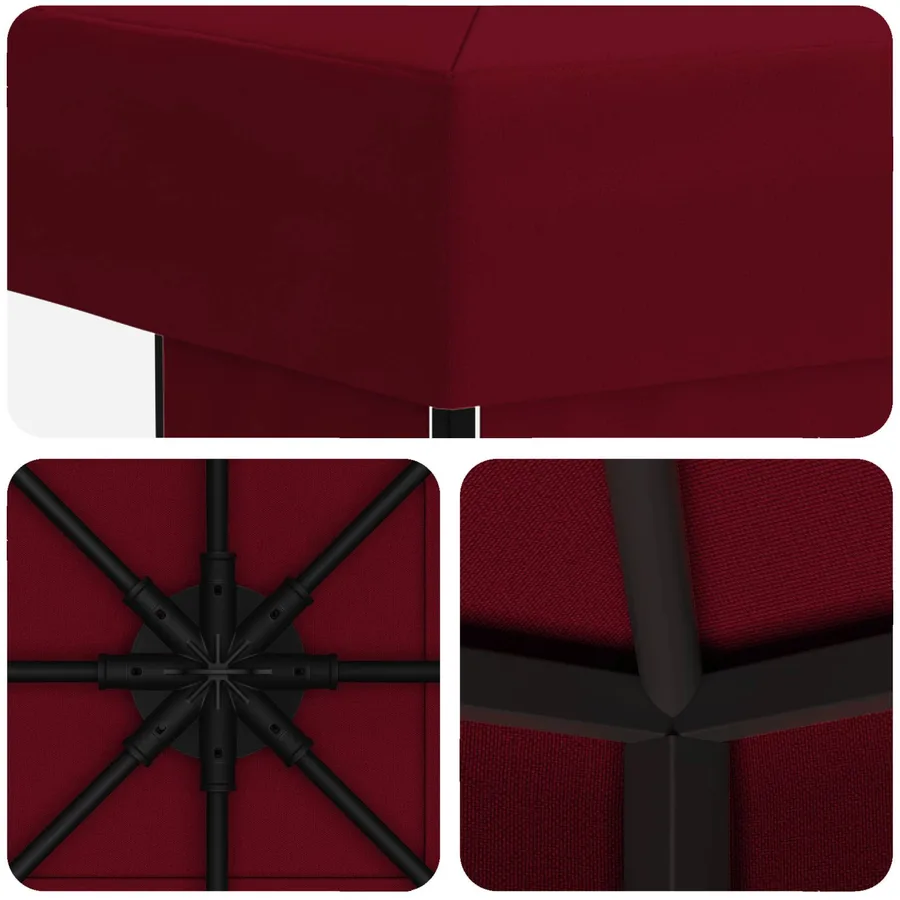 Pavillon 3 x 3 m Bordeaux Polyester et Acier 190 gsm - 5