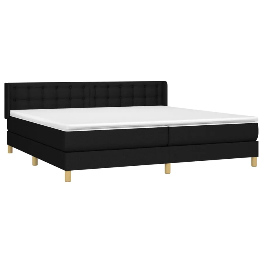 Sommier à lattes de lit avec matelas Noir 160x200 cm Tissu - 3