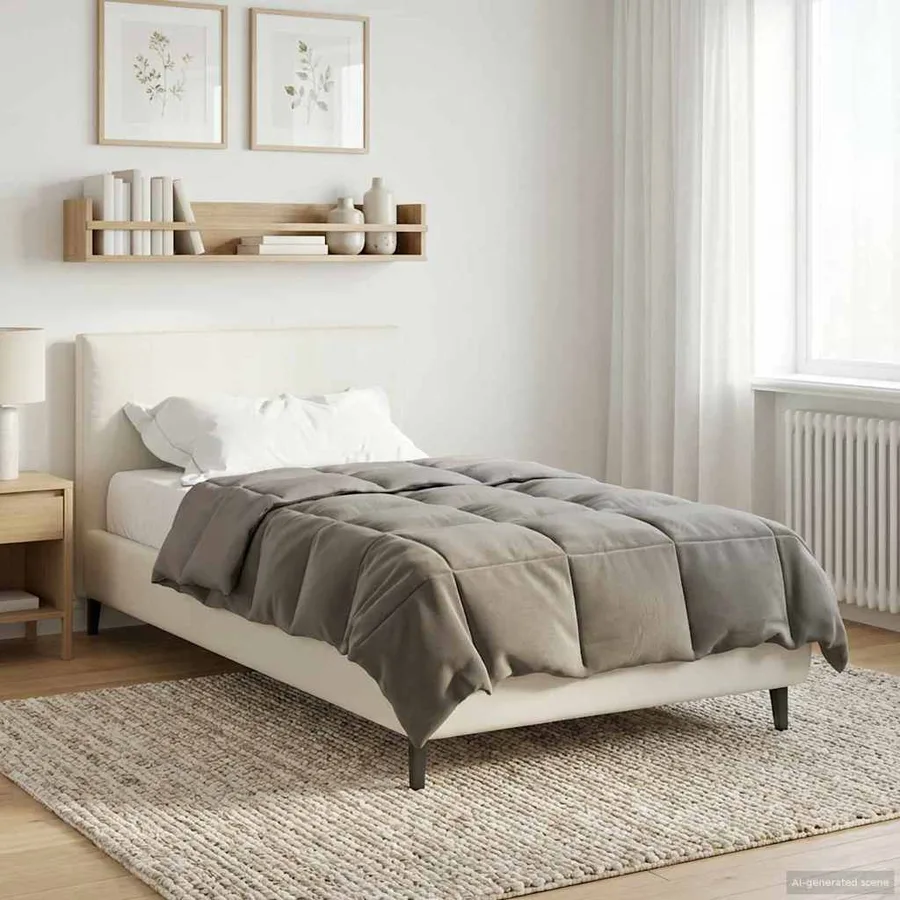 Duvet complet toute l'année Gris clair 155 x 200 cm Microfibre - 4
