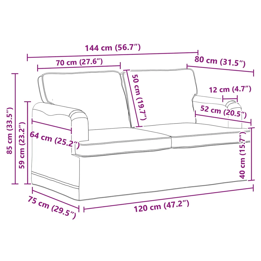 Ensemble de Canapés 2 pcs Bleu 144 x 80 x 85 cm tissu - 9