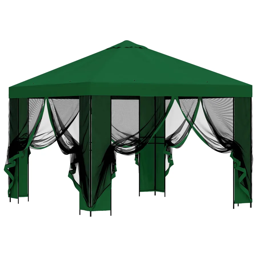Abri de jardin avec parois 3 x 3 m Vert Polyester et Acier - 4