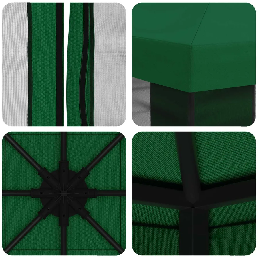 Abri de jardin avec parois 3 x 3 m Vert Polyester et Acier - 7