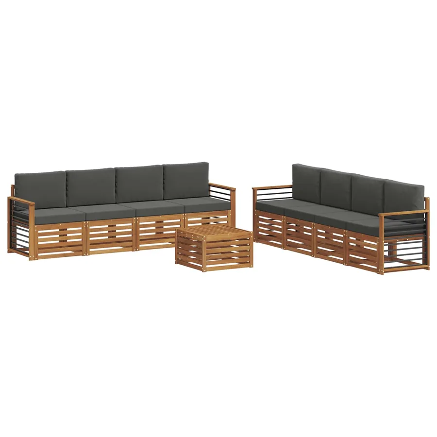 Ensembles de canapés avec coussin 9 pcs Naturel et Anthracite - 2