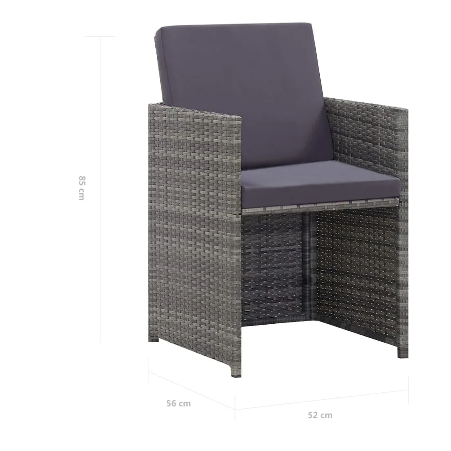 Salon de jardin 13 pcs Résine tressée bois d'acacia Anthracite - 14